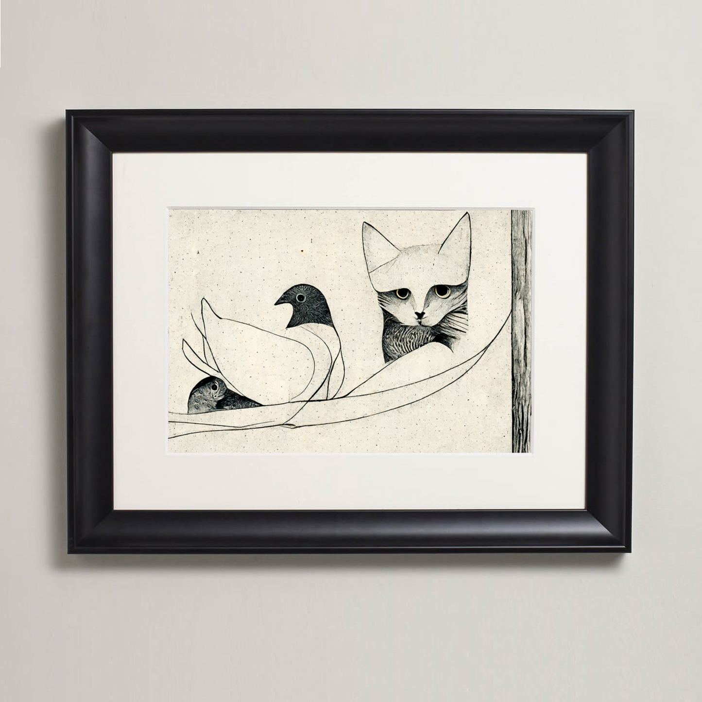 Cat Amongst The Pigeons Fine Art Print