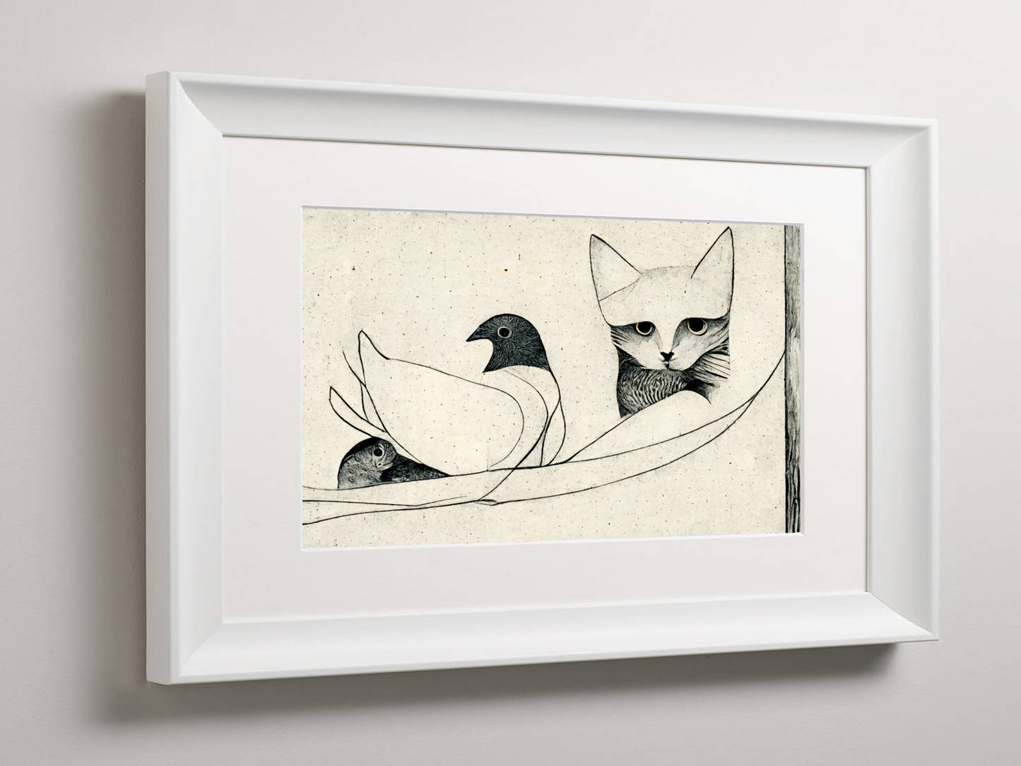 Cat Amongst The Pigeons Fine Art Print