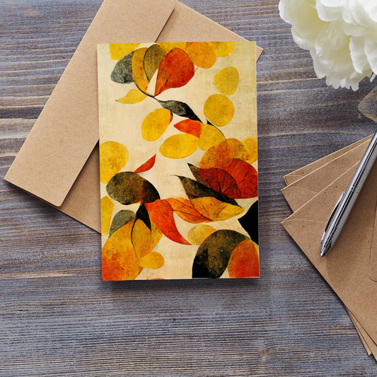Autumn Falling Leaves Greeting Card