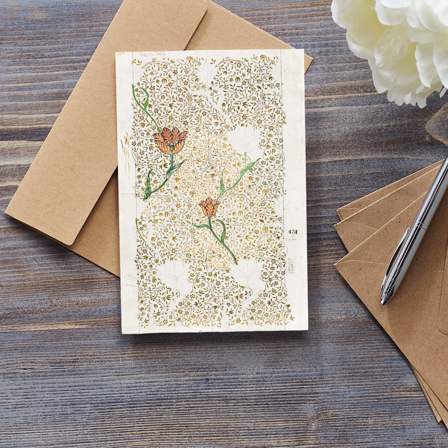 William Morris - Garden Tulip Greeting Card